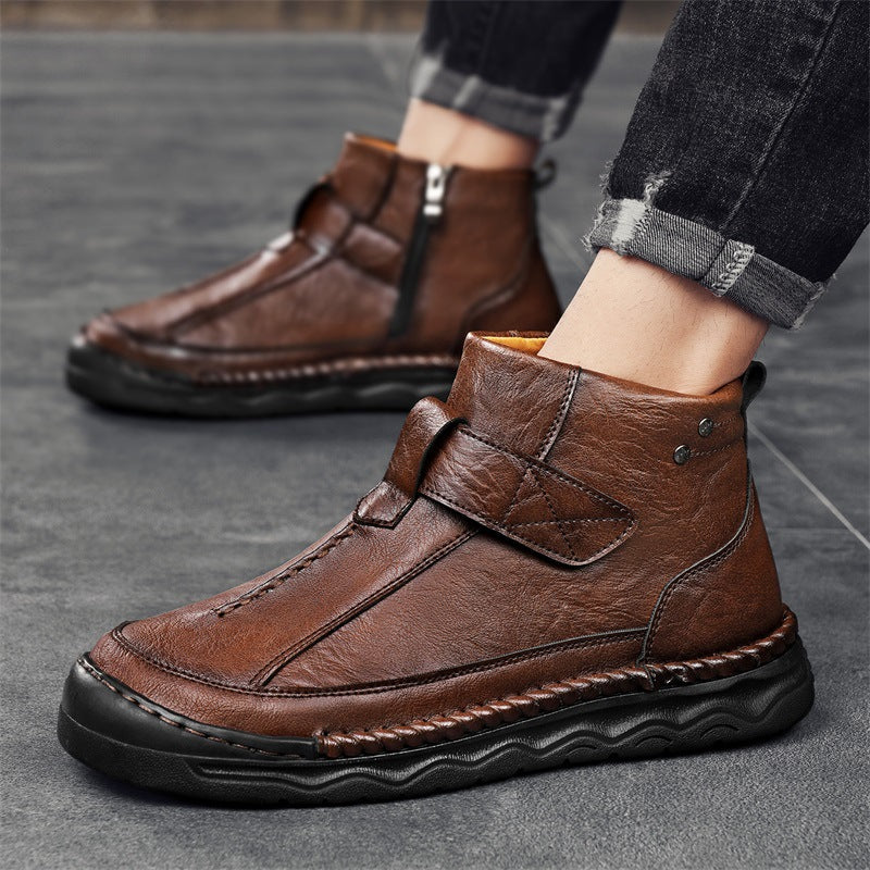 High-top Men's Boots Ankle Leisure Cargo Mid-top Leather