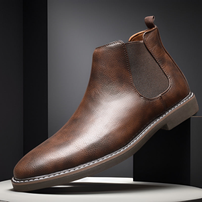 Youth Pointed Ankle Boots Large Size Men's Leather Boots