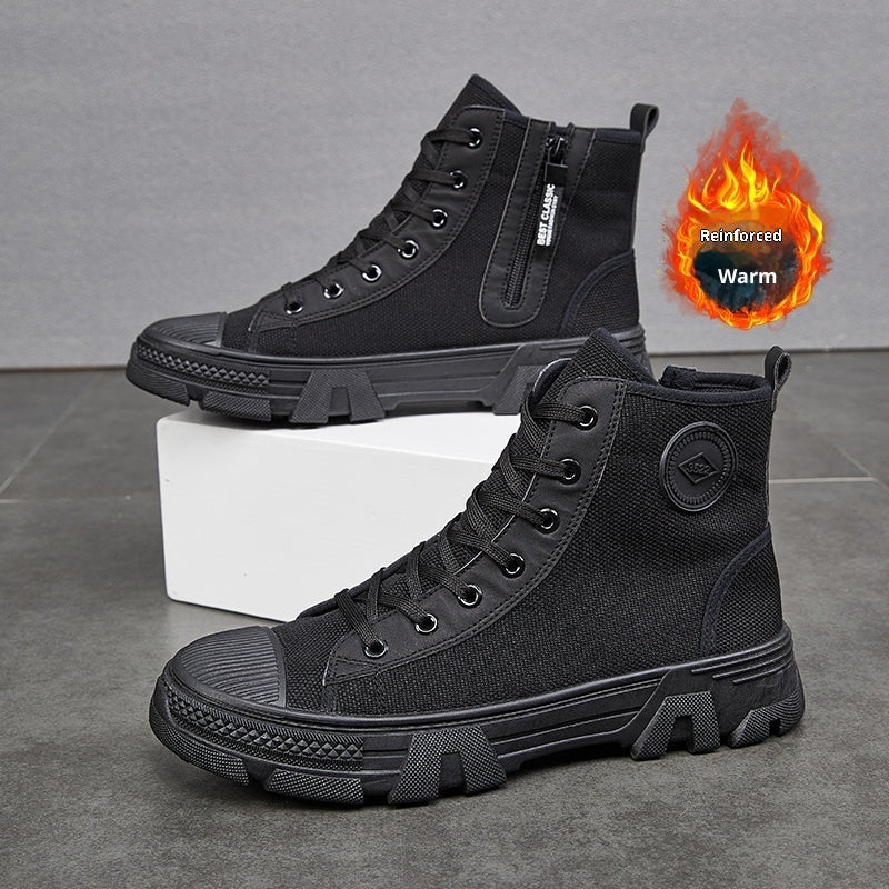 Breathable Men's High-top Non-slip Wear-resistant Side Zipper Protective Shoes