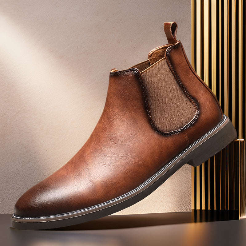 Youth Pointed Ankle Boots Large Size Men's Leather Boots